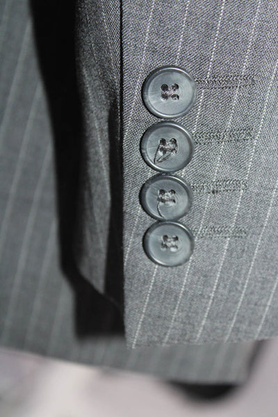 Stafford Mens Two Button Notched Lapel Pinstriped Blazer Jacket Gray Size 42R