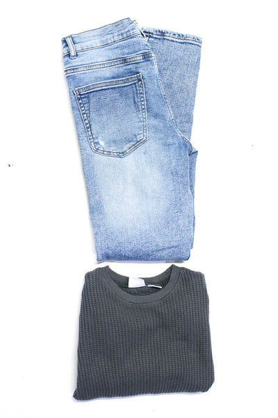 Zara Girls Distressed Skinny Jeans Sweater Blue Gray Size 4-5 13-14 Lot 2