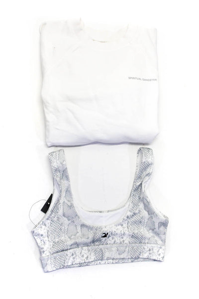 Spiritual Gangster Women's Sports Bra Sweatshirt White Gray Size XS S Lot 2