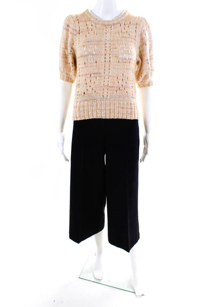 ASTR The Hours Womens Knit Short Sleeve Sweatshirt Pants Black Beige XS S Lot 2