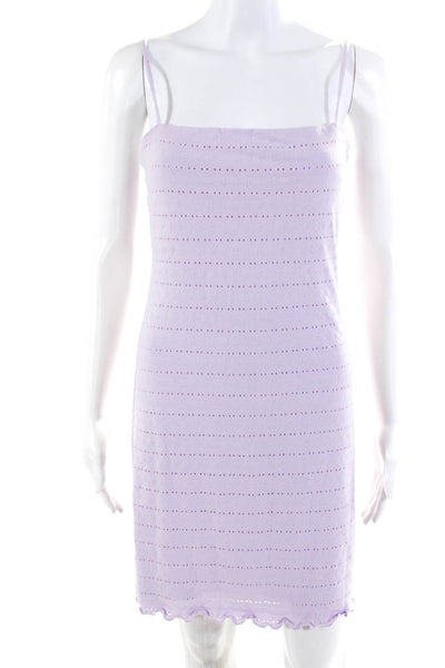 Tularosa Womens Purple Textured Square Neck Sleeveless Mini Dress Size M