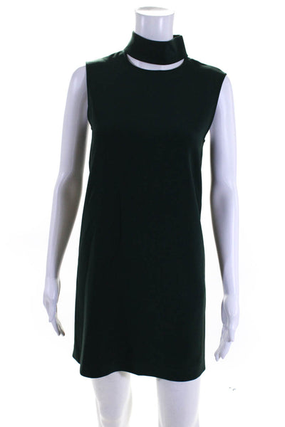 Theory Women's Sleeveless Mock Neck Zip Up Shift Dress Green Size 00