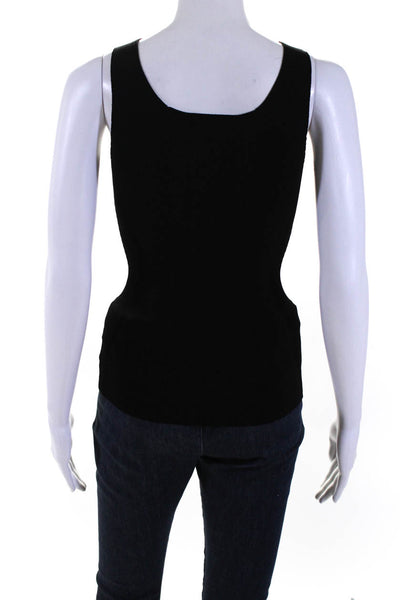Theory Women's Scoop Neck Ribbed Sleeveless Tank Top Blouse Black Size P