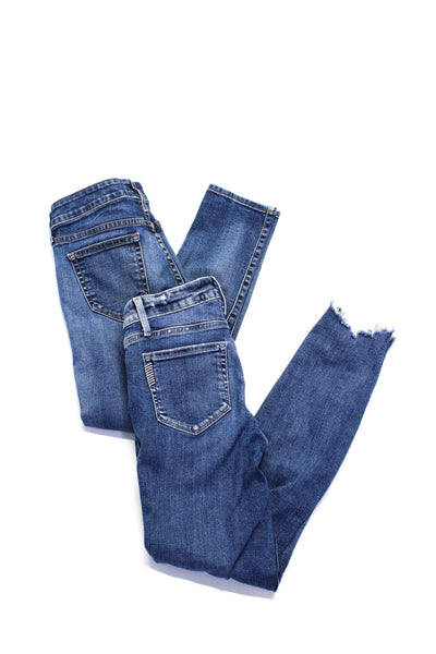 Paige Koral Womens Blue Medium Wash Mid-Rise Distress Skinny Jeans Size 26 lot 2