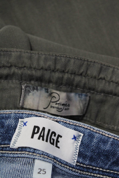 Paige Womens Pants Blue Medium Wash Fly Button Straight Jeans Size 25 26 lot 2