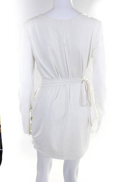 Superdown Womens Wrap Front V Neck Long Sleeved Short A Line Dress White Size XL
