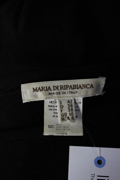 Maria Di Ripabianca Womens Silk Low V-Neck Pullover Sweater Top Black Size 6