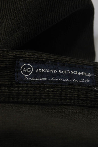 AG Adriano Goldschmied Womens Corduroy Straight Leg Pants Olive Green Size 38