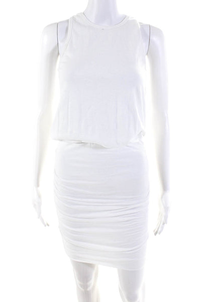 Sundry Womens Cotton Jersey Knit Sleeveless Ruched Waist Tank Dress White Size 0
