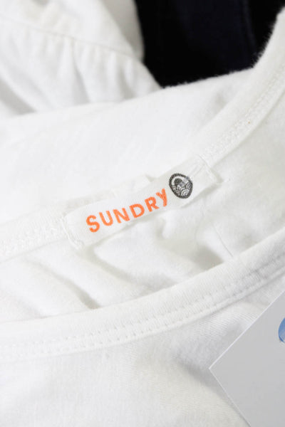 Sundry Womens Cotton Jersey Knit Sleeveless Ruched Waist Tank Dress White Size 0