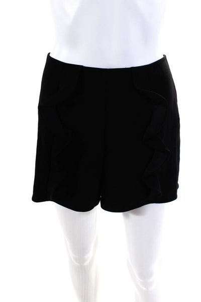 Intermix Womens Ruffled High Rise Dress Shorts Black Size Large