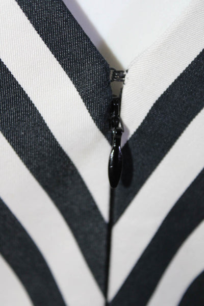 Altuzarra Women's Sleeveless V Neck Striped Sheath Dress Black White Size FR.36