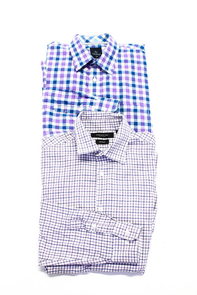 Tailorbyrd Marc New York Men's Checkered Button Down Shirts Purple Size M Lot 2