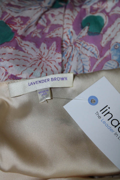 Lavender Brown Womens Short Sleeve A-Line Floral V-Neck Maxi Dress Gray Size L