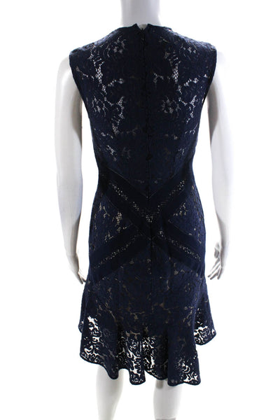 Lover Women's Round Neck Sleeveless Lace Flare Hem Midi Dress Blue Size 4