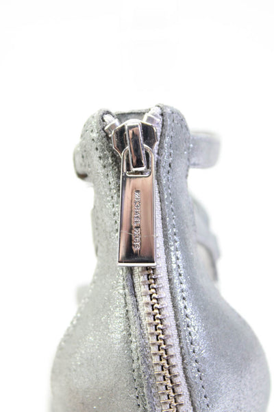 Michael Stars Pointed Toe Strappy Zip Back Stiletto Shoe Metallic Silver Size 7