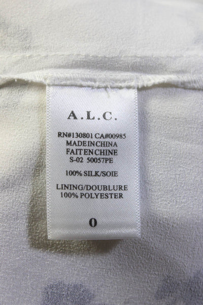 ALC Womens Sleeveless V Neck Boxy Silk Floral Top White Black Yellow Size 0