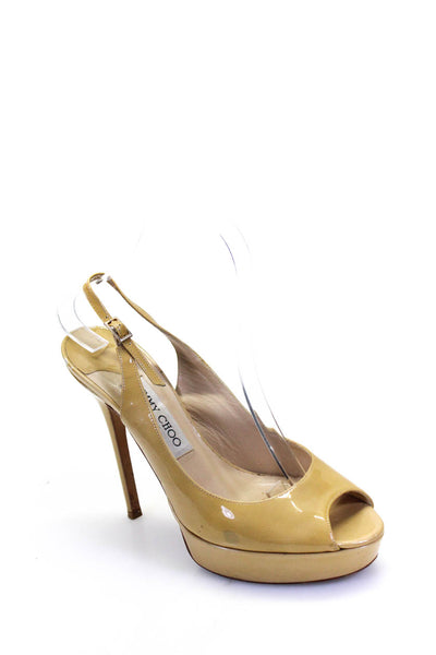 Jimmy Choo Womens Yellow Peep Toe Slingbacks Platform Sandals Shoes Size 7.5