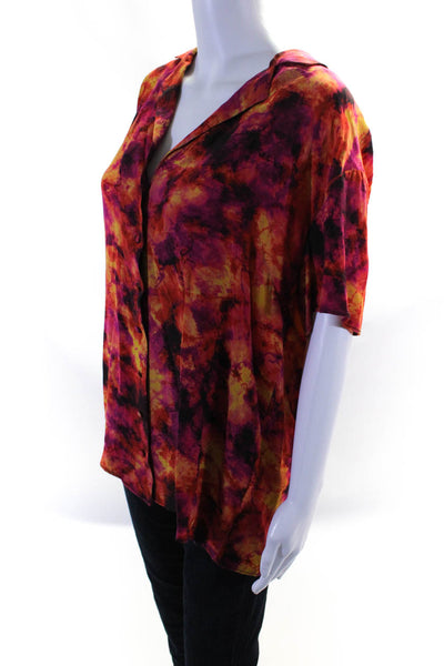 Song Of Style Womens Abstract Collared Button Up Blouse Top Multicolor Size S