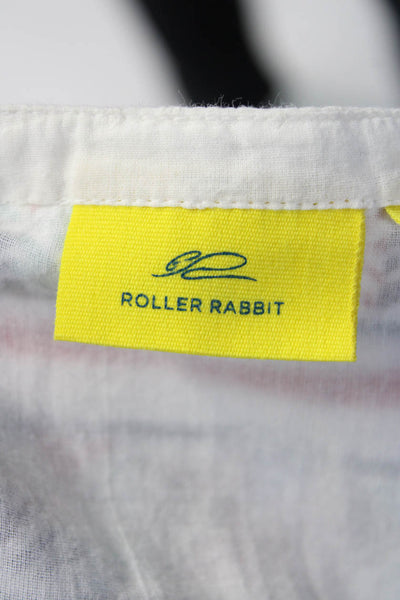 Roller Rabbit Girls Cotton Embroidered Striped Frayed Spotted Top White Size 10
