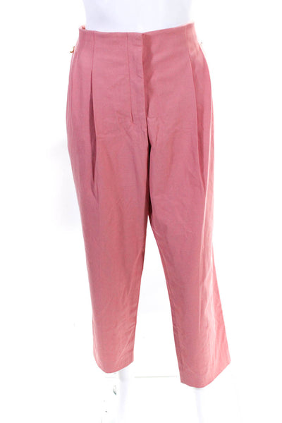 Escada Womens Woven Pleated Front High Rise Wide Leg Pants Pink Size 42