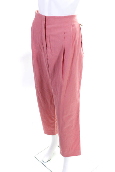 Escada Womens Woven Pleated Front High Rise Wide Leg Pants Pink Size 42