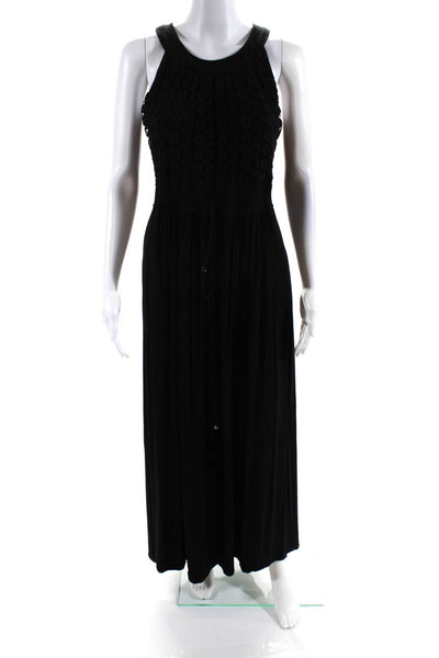 Calvin Klien Women's Lace Halter Neck Maxi Dress Black Size