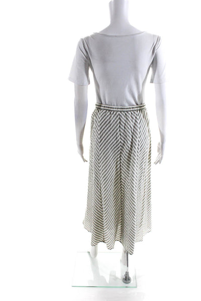 Max Studio Women's Button Down Striped A-line Skirt Green White Size L