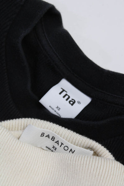 Babaton Tna Womens Short Sleeve Turtleneck Sweaters Tops Beige Size XS Lot 2