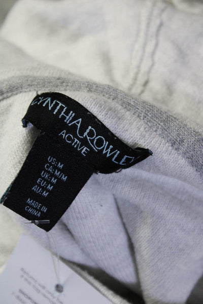 Cynthia Rowley Womens Cotton Striped Drawstring Long Sleeve Hoodie Gray Size M