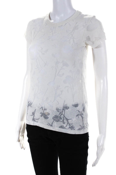 Rag & Bone Womens Sheer Jersey Knit Short Sleeve Tee T-Shirt White Size XXS