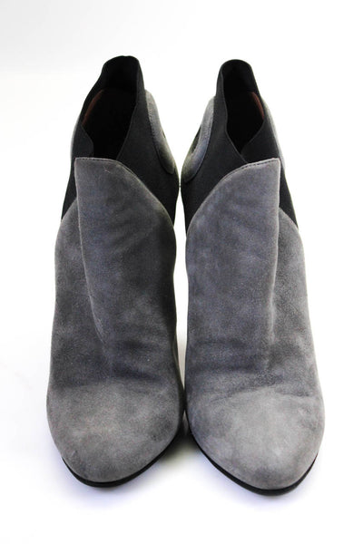 Alaia Women's Suede Pointed Toe Stiletto Heel Ankle Boots Gray Size 39.5