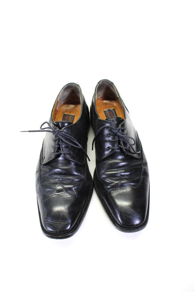 Mercanti Fiorentini Mens Solid Black Leather Lace Up Oxford Shoes Size 8.5M
