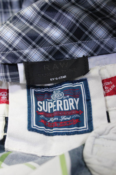 Raw Correct Line Superdry Mens Navy Plaid Casual Shorts Size 31 LOT 2