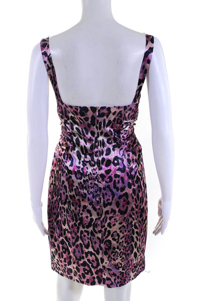 David Meister Women's Animal Print Sleeveless V Neck Mini Dress Pink Size 8