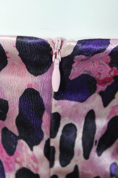 David Meister Women's Animal Print Sleeveless V Neck Mini Dress Pink Size 8