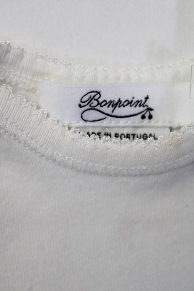 Bonpoint Baby Round Neck Short Sleeved 100% Cotton One Piece White Size 12 M