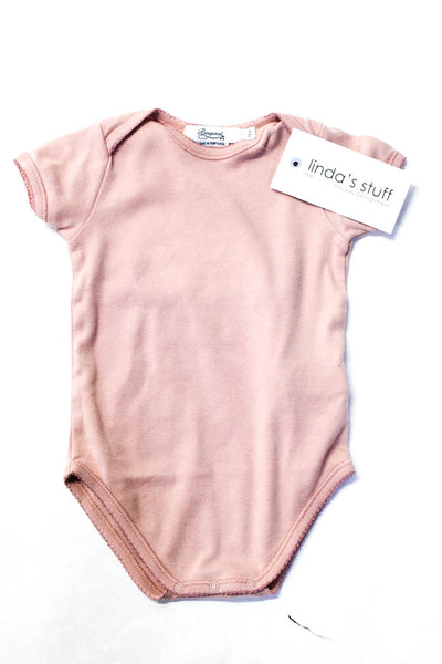Bonpoint Baby Girls 100% Cotton Short Sleeved Round Neck  Pink Size 12 M