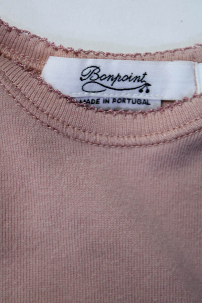 Bonpoint Baby Girls 100% Cotton Short Sleeved Round Neck  Pink Size 12 M