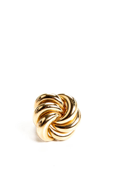 Designer Womens 14Kt Yellow Gold Interlocking Cocktail Ring Size 4.25