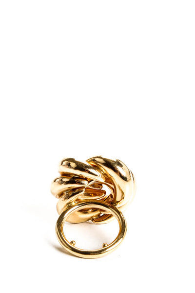 Designer Womens 14Kt Yellow Gold Interlocking Cocktail Ring Size 4.25