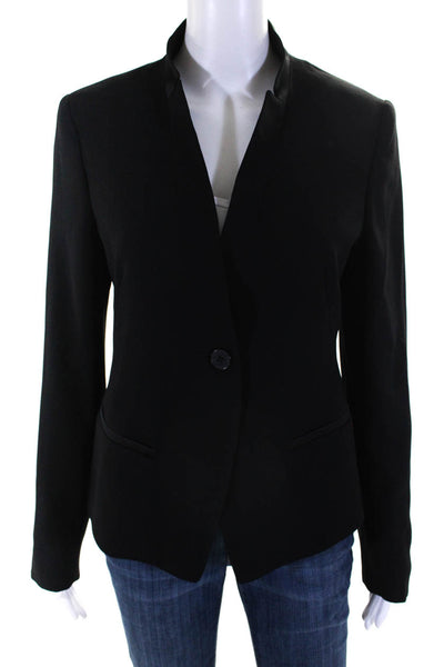 Marella Womens Single Button Notched Lapel Blazer Jacket Black Size 8