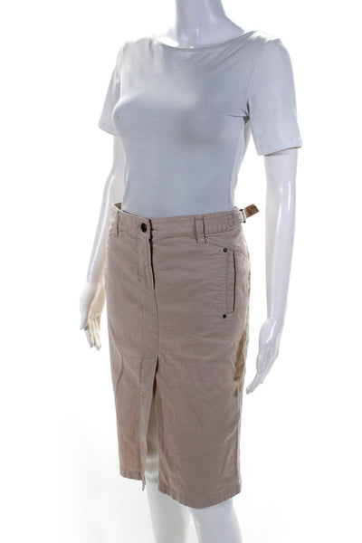 Armani Jeans Womens Light Brown Cotton Front Slit Midi Denim Skirt Size 10