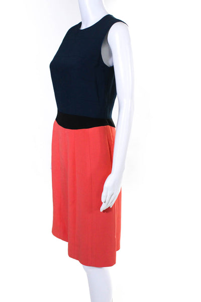 Fendi Womens Back Zip Sleeveless Colorblock Dress Orange Navy Blue Size IT 40