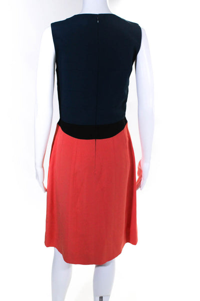 Fendi Womens Back Zip Sleeveless Colorblock Dress Orange Navy Blue Size IT 40