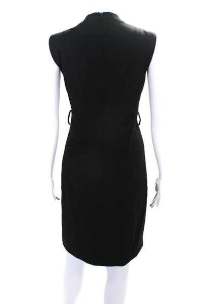 MNG Womens V Neck Twill Sleeveless Knee Length Sheath Dress Black Size 6