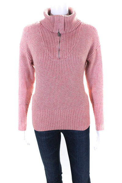 Cupcakes And Cashmere Womens Quarter Zip Turtleneck Sweater Pink Size Small