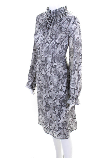 M&S Collection Womens Snakeskin Print Key Hole Neck Dress Gray Size Small