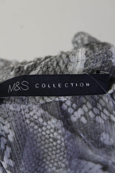 M&S Collection Womens Snakeskin Print Key Hole Neck Dress Gray Size Small