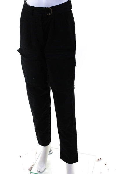 Nili Lotan Women's Midrise Button Fly Cargo Pant Black Size 0